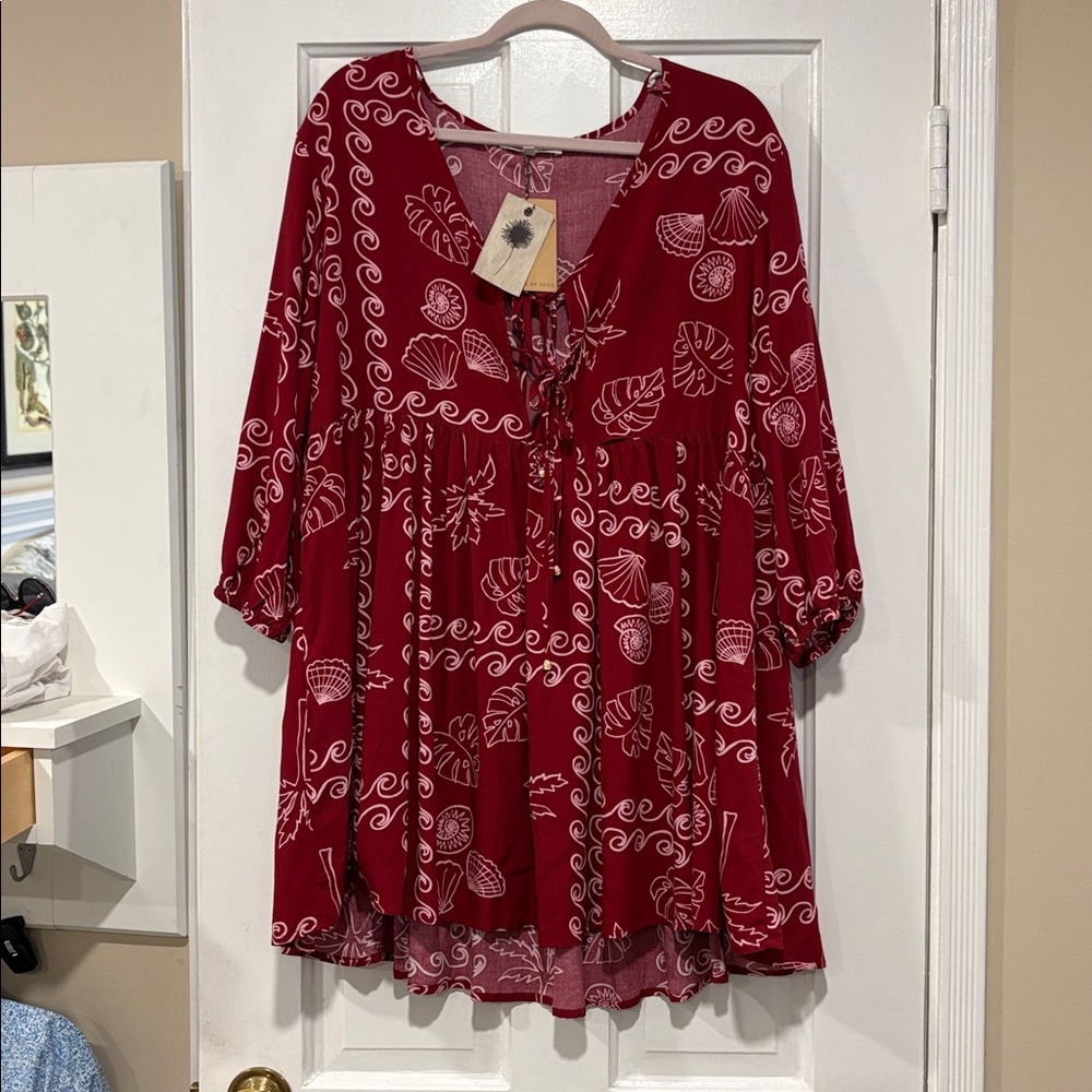 NWT Anthropologie Label of Love Women’s Dark Red Dress size Large